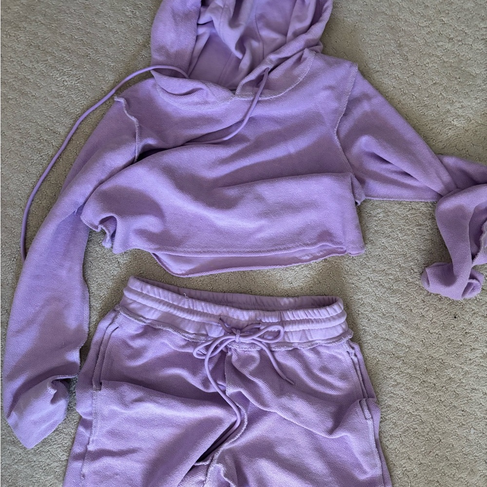 Danielle Guizio Pastel Purple Hoodie & Shorts